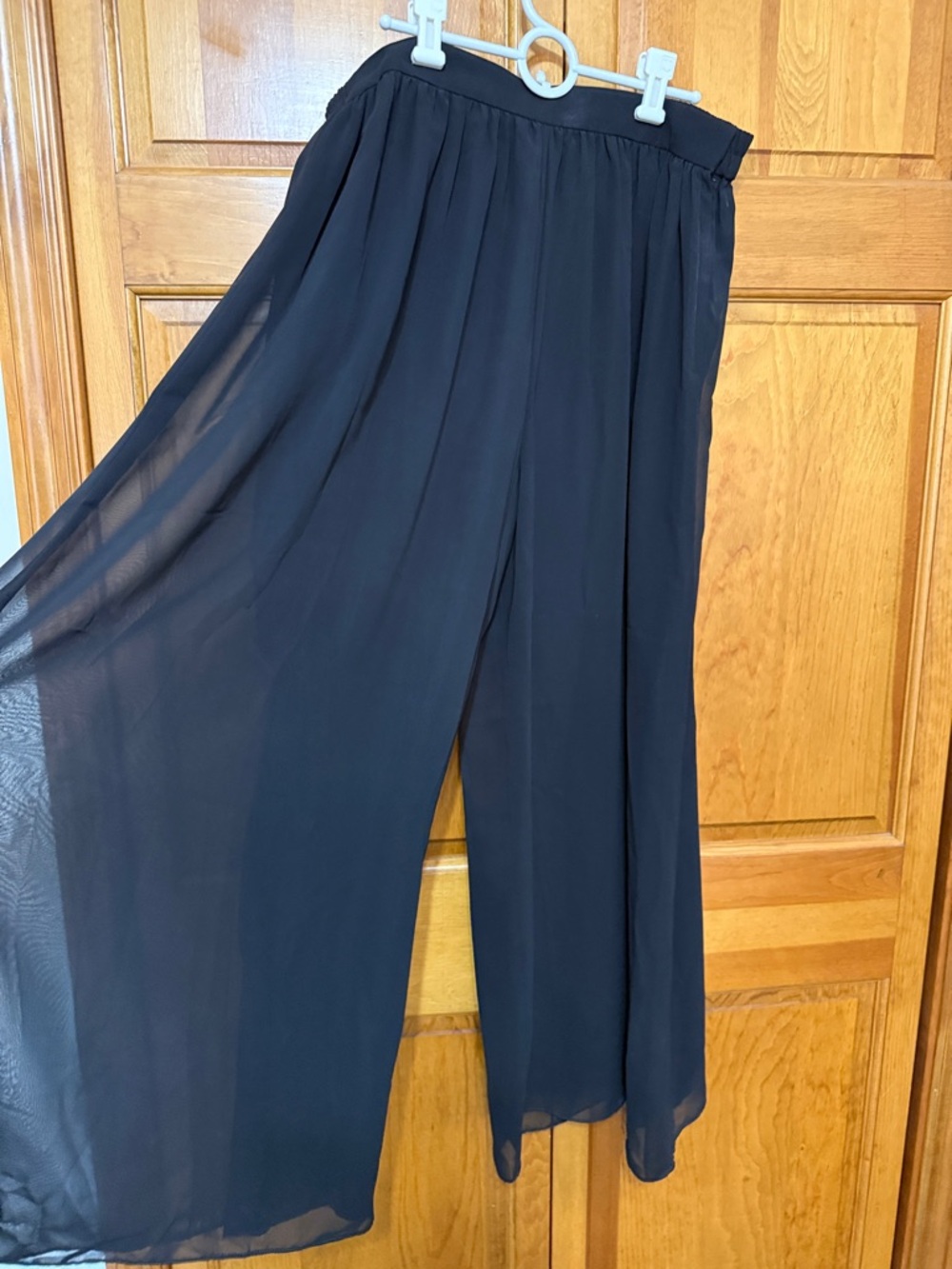 Adrianna Papell Black Sheer Wide-Leg Palazzo Pants